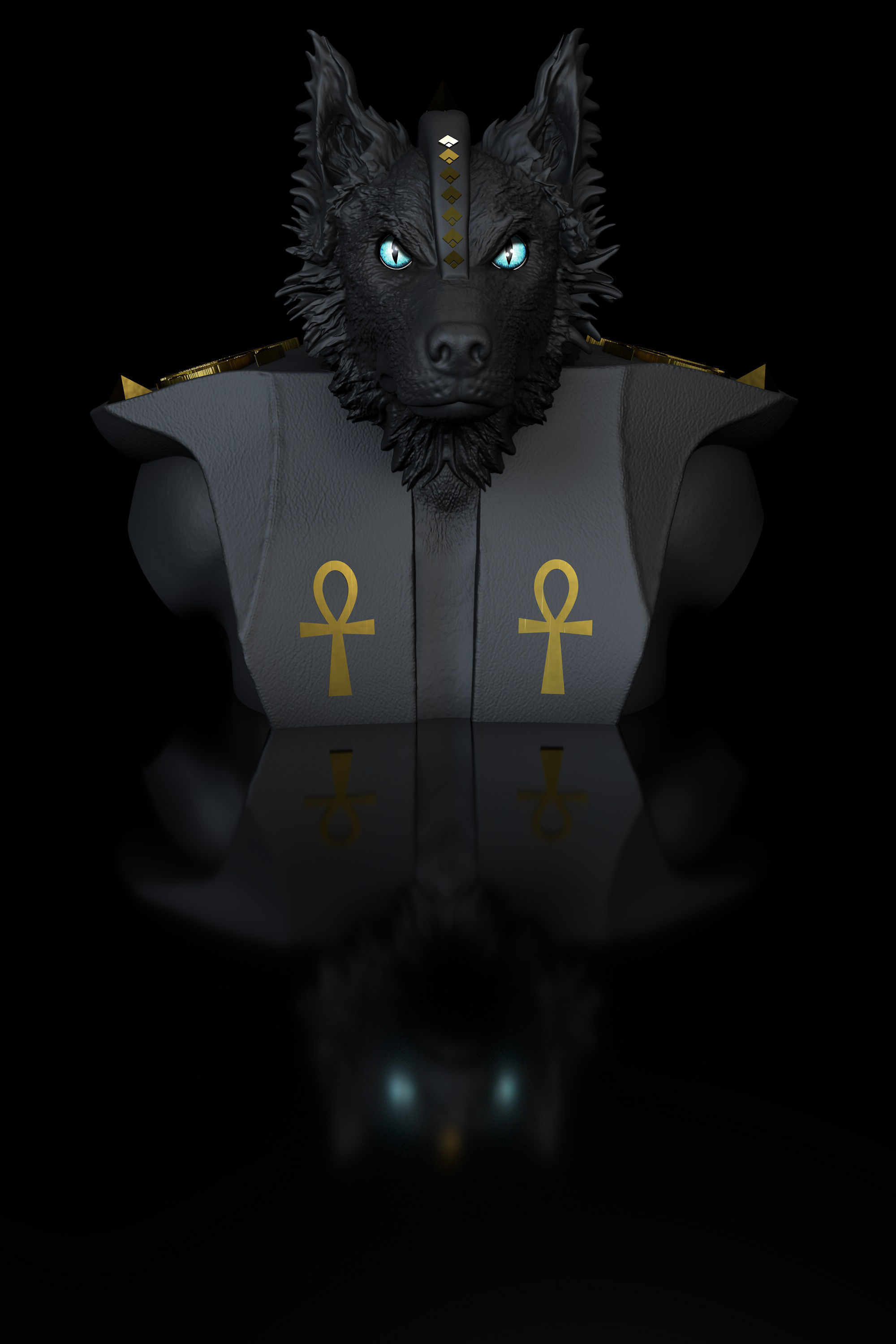 Dog Australien Border Anubis angry 3D print model_8
