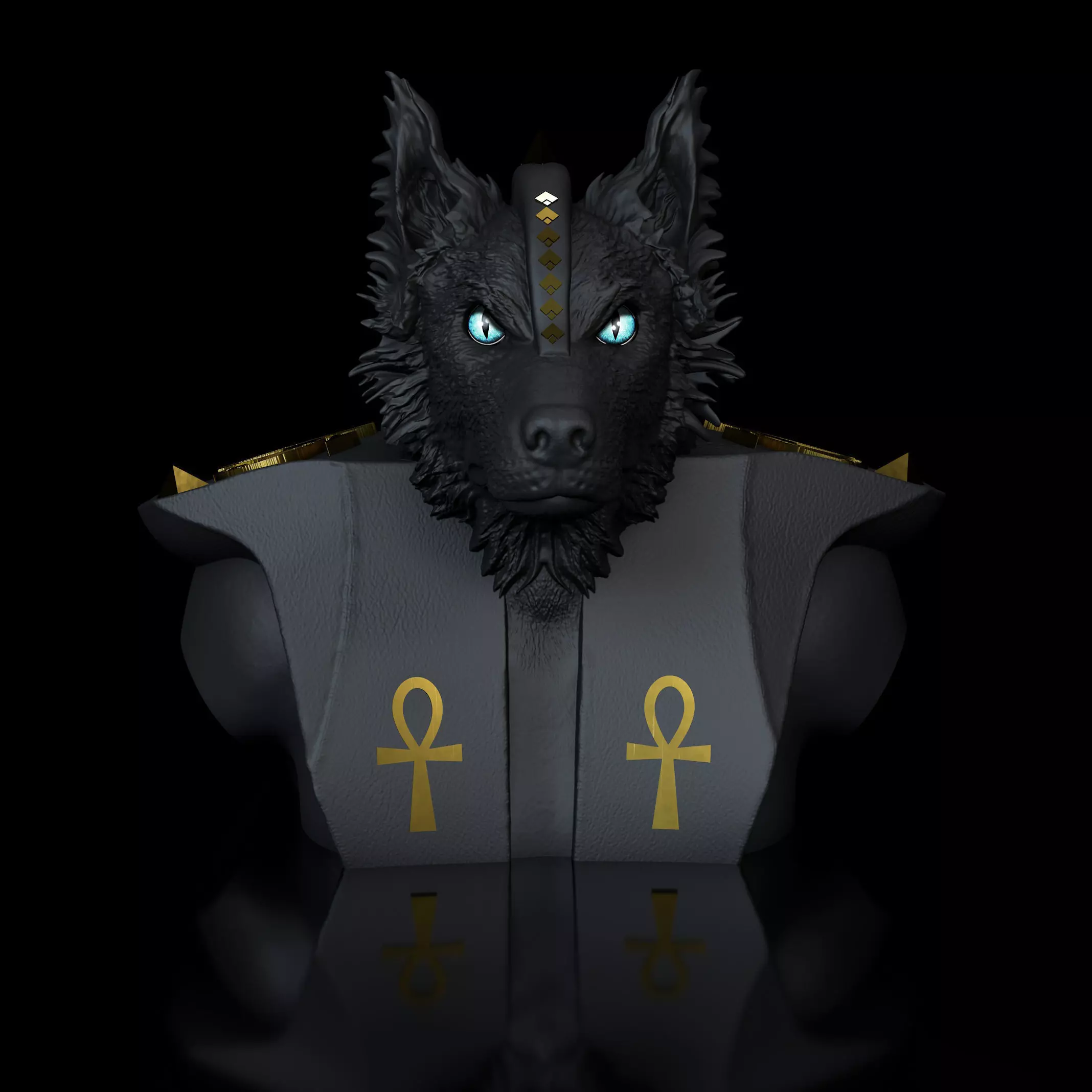 Dog Australien Border Anubis angry 3D print model_0
