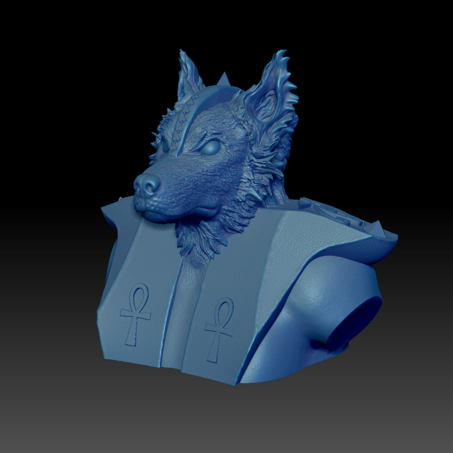 Dog Australien Border Anubis angry 3D print model_12