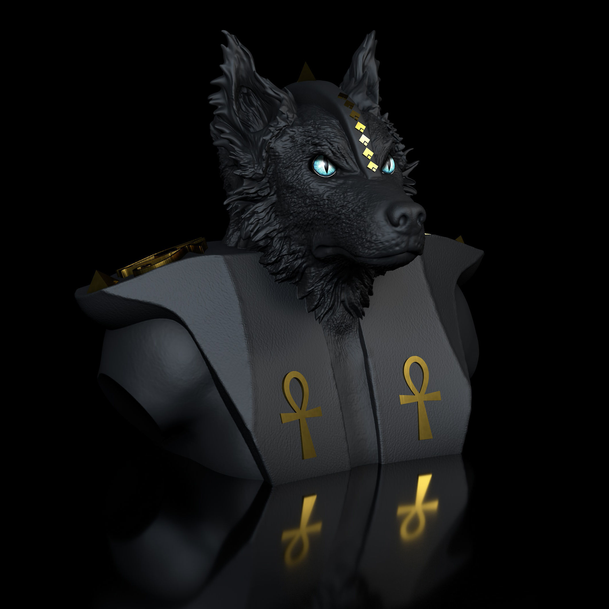 Dog Australien Border Anubis angry 3D print model_5