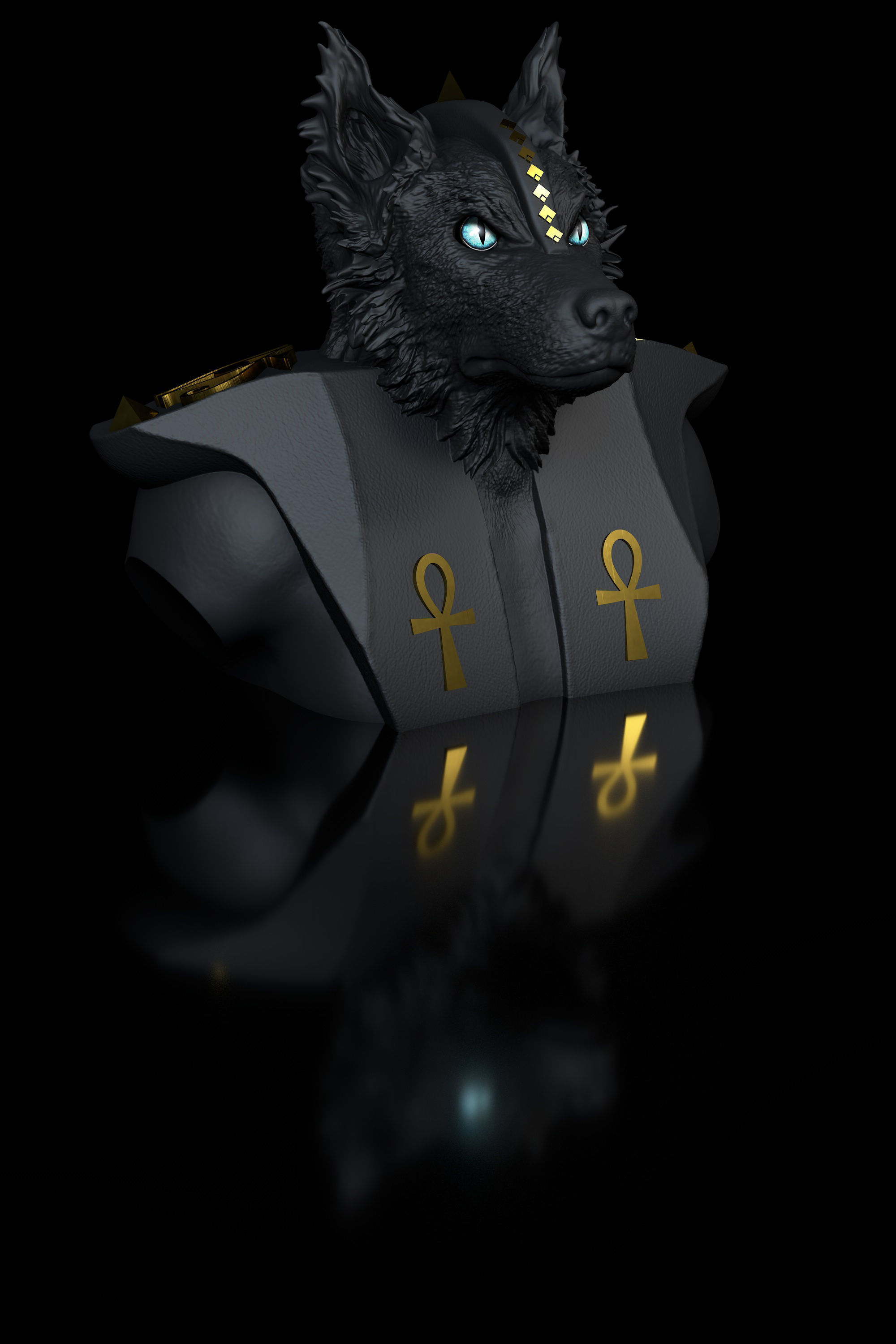 Dog Australien Border Anubis angry 3D print model_6