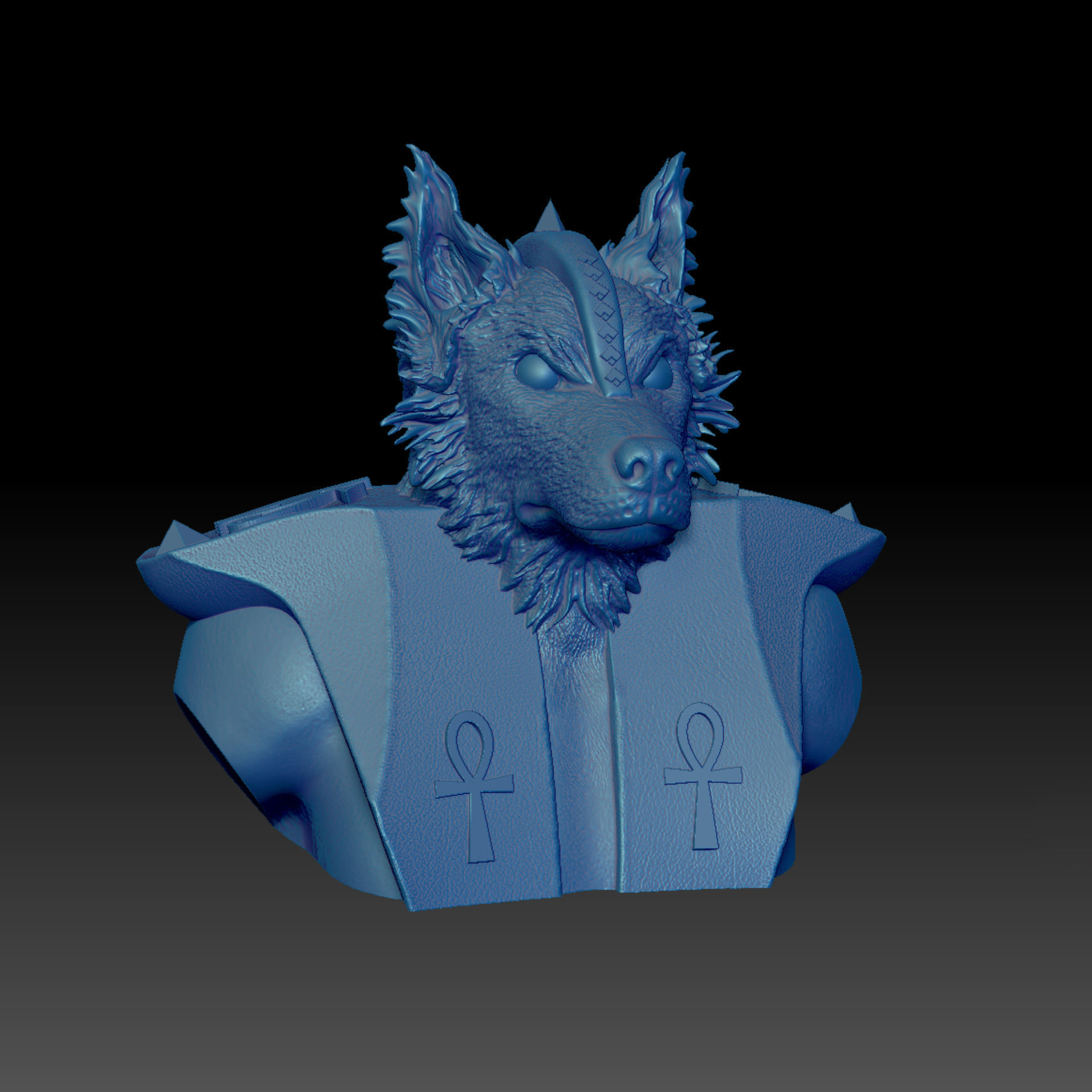 Dog Australien Border Anubis angry 3D print model_2