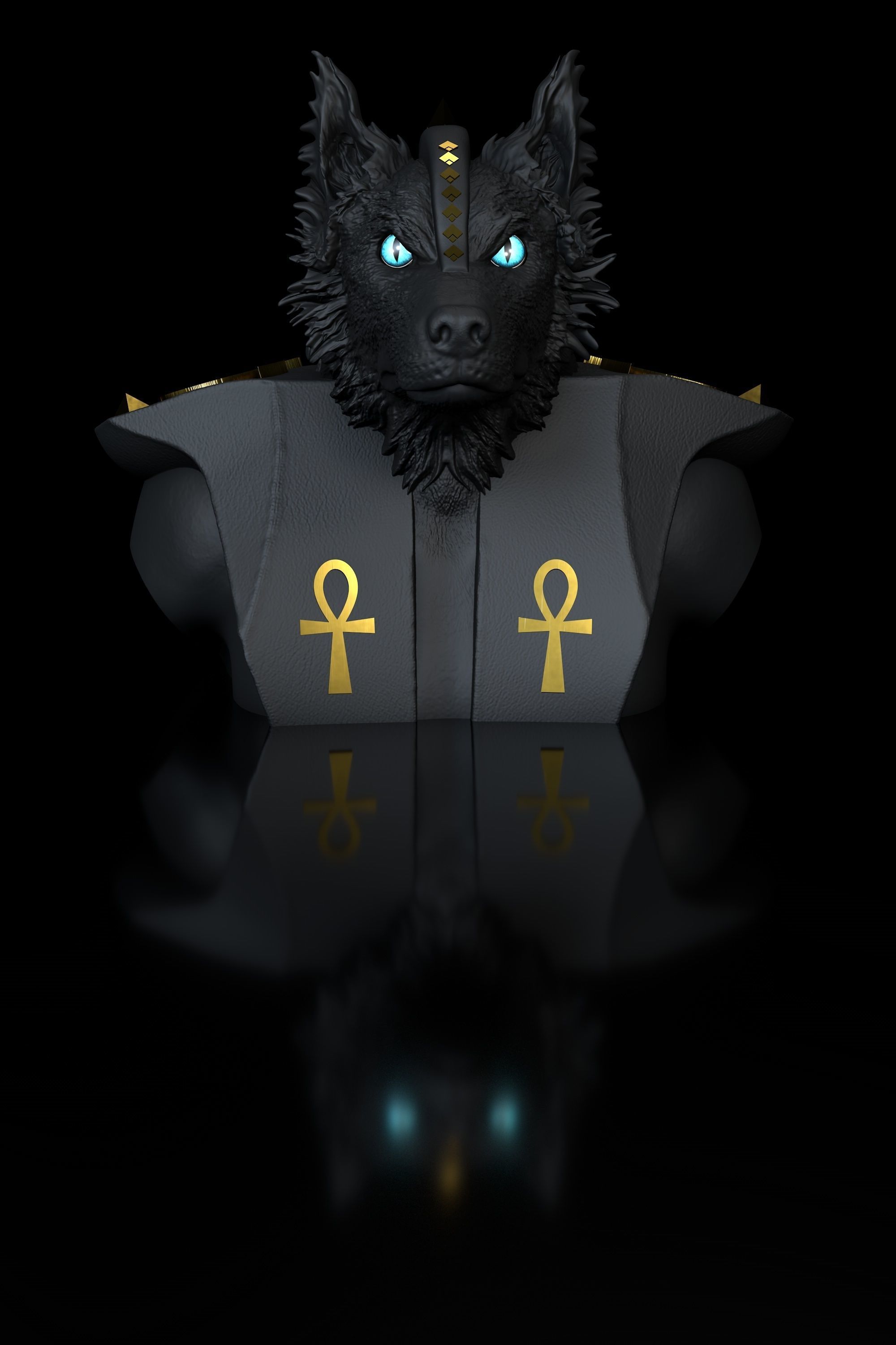 Dog Australien Border Anubis angry 3D print model_7