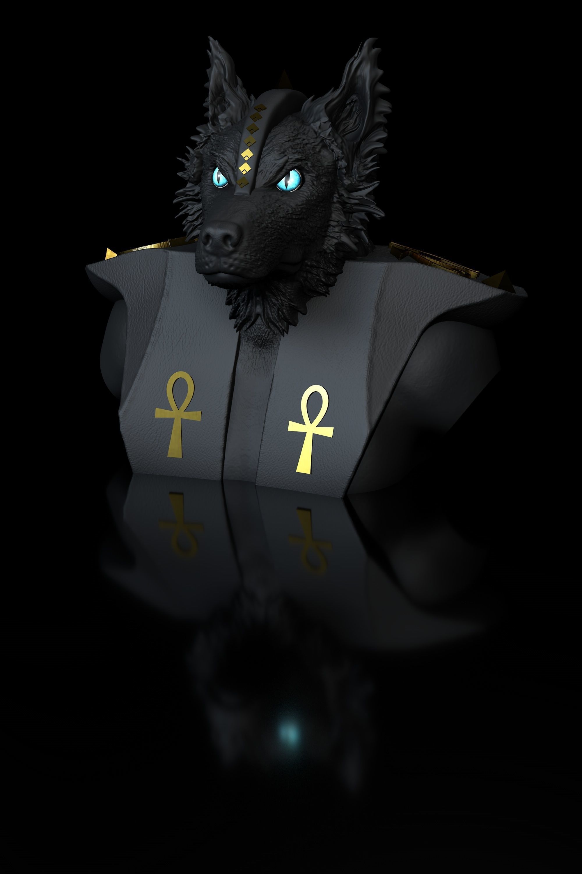 Dog Australien Border Anubis angry 3D print model_9