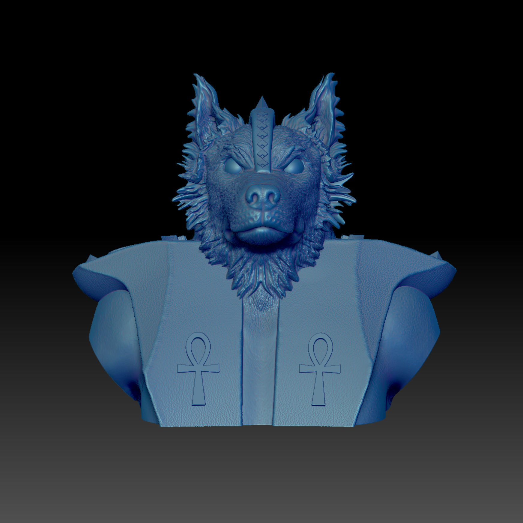 Dog Australien Border Anubis angry 3D print model_11