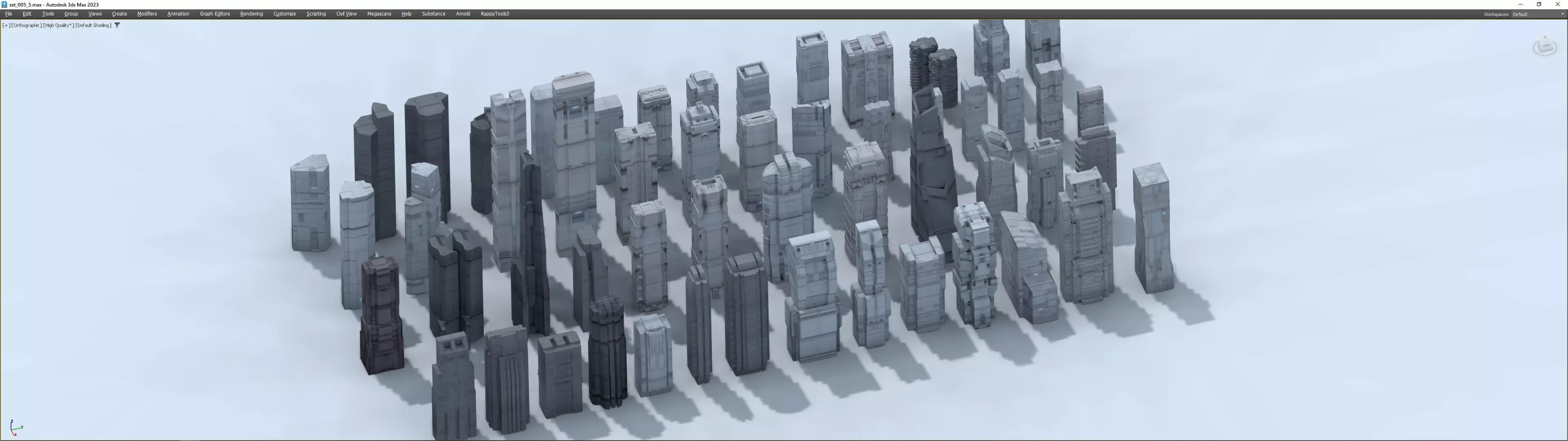 futuristic architecture set - 13 3D model_0