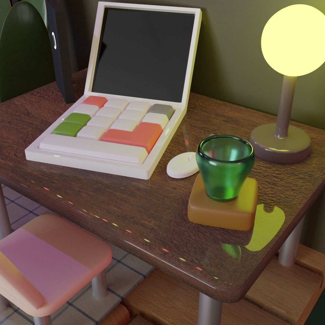 Isometric Bedroom Low-poly 3D model_2