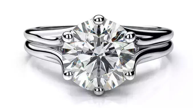 Solitaire diamond ring  STL-3DM-12 renders-on hand render