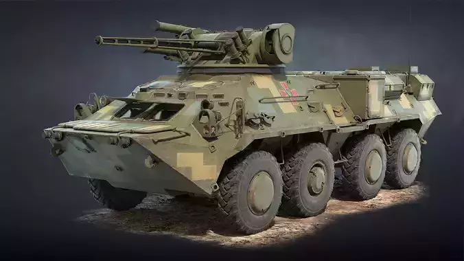 BTR-3 Ukrainian APC Game Ready Low-poly 3D model