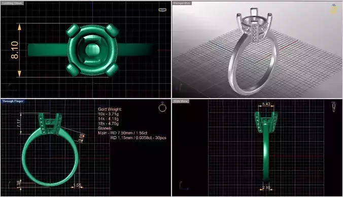 Solitaire diamond ring  STL-3DM-12 renders-on hand render