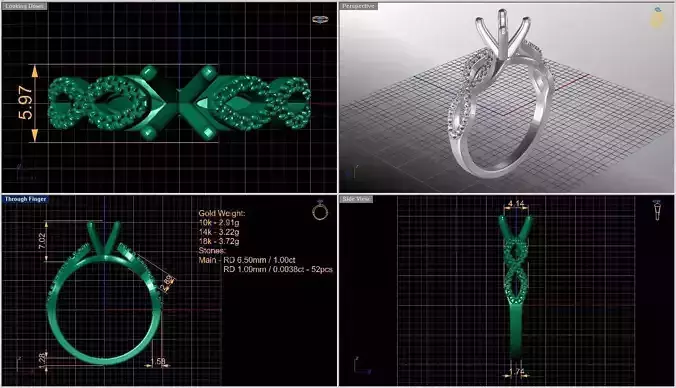 Solitaire diamond ring  STL-3DM-12 renders-on hand render