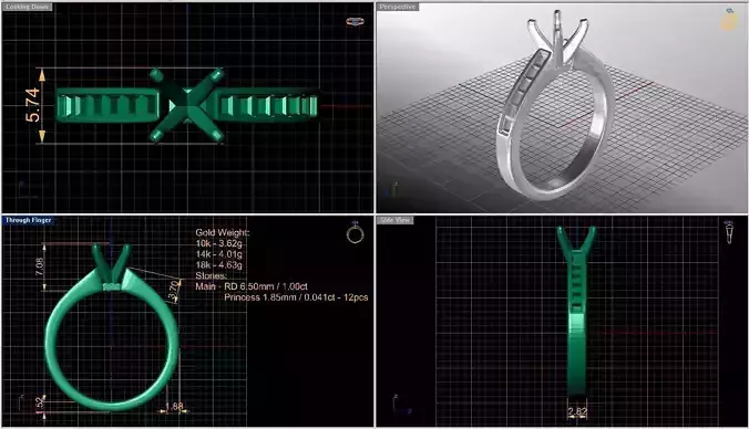 Solitaire diamond ring  STL-3DM-12 renders-on hand-3x360 video