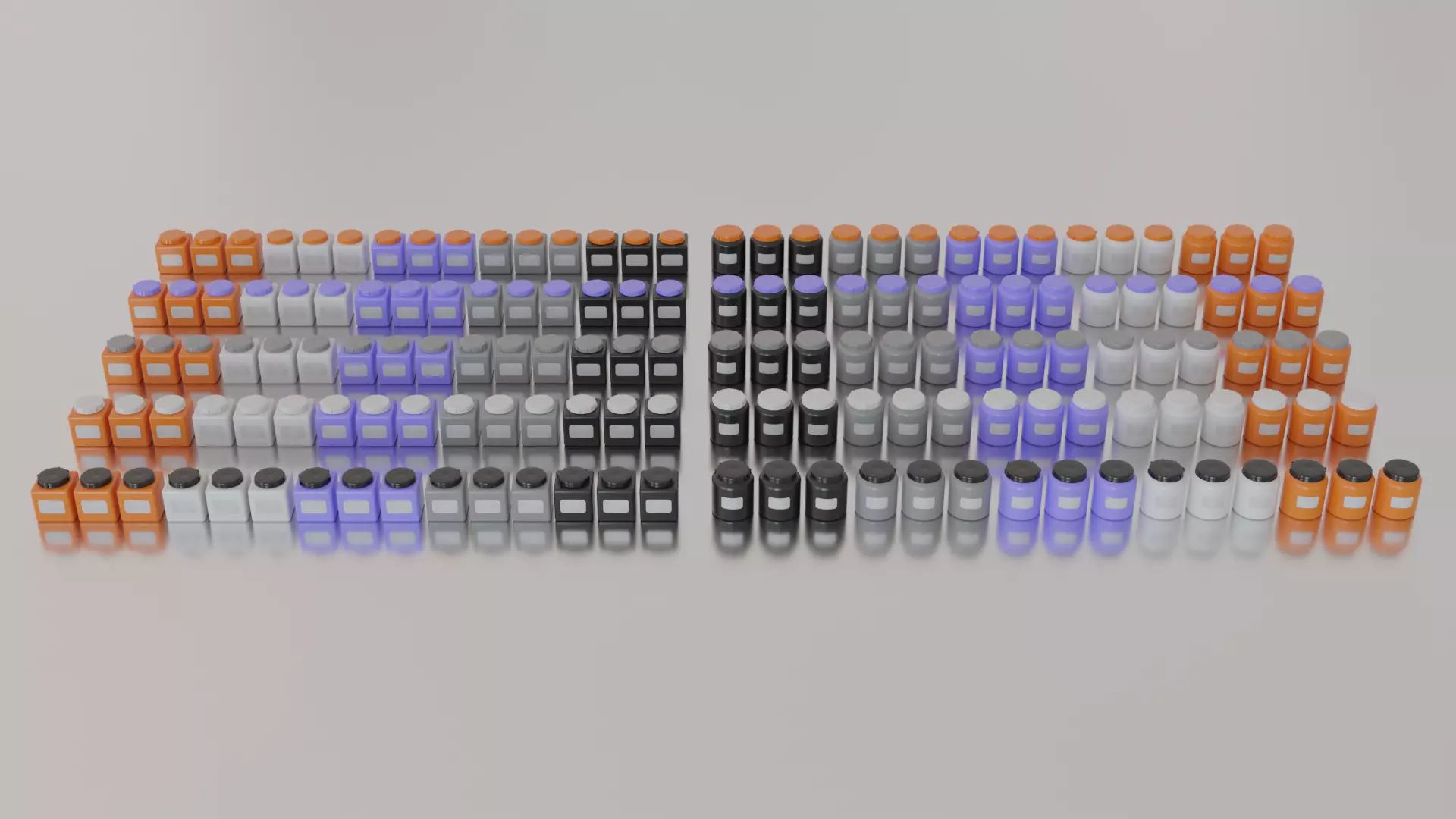 Industrial laboratory chemical containers with blank labels 3D model_0