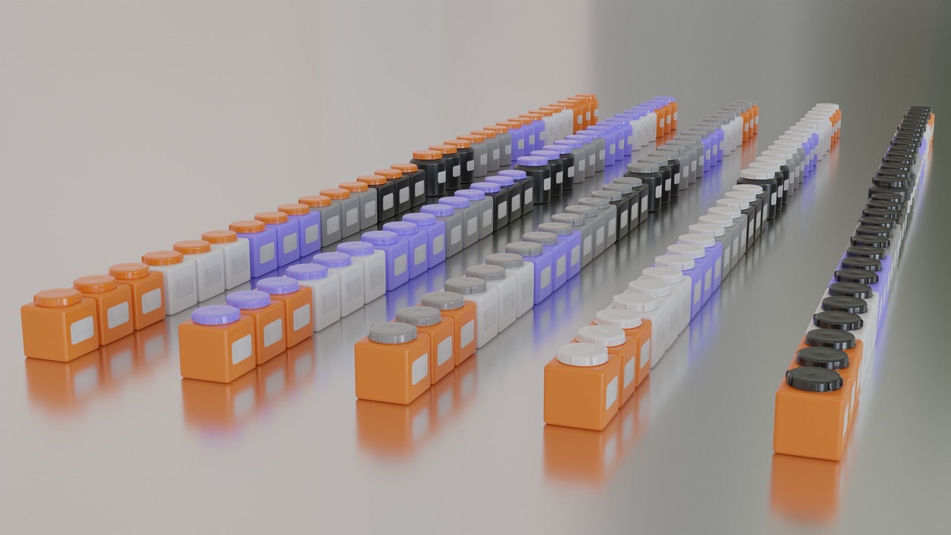 Industrial laboratory chemical containers with blank labels 3D model_7