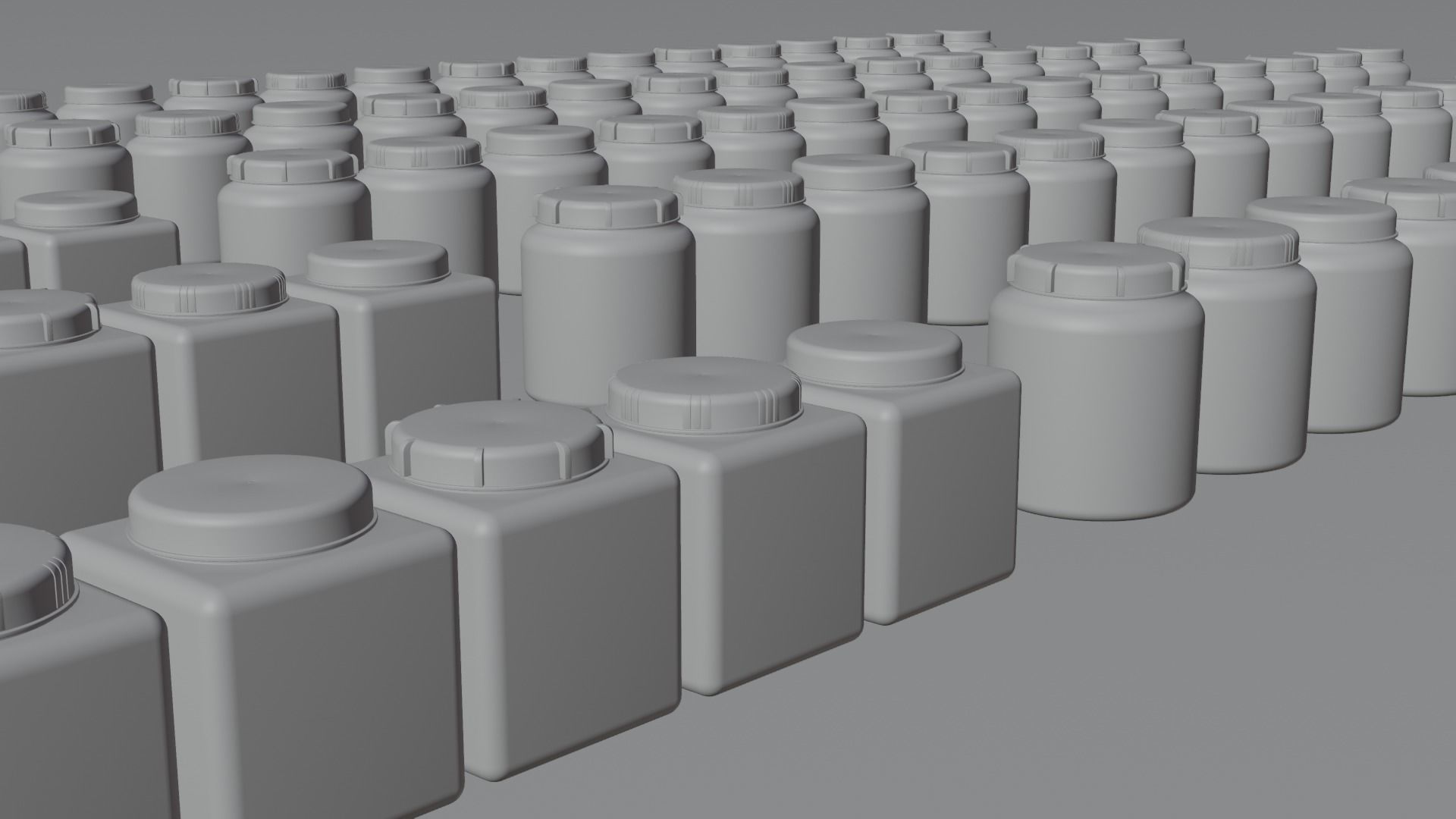 Industrial laboratory chemical containers with blank labels 3D model_5