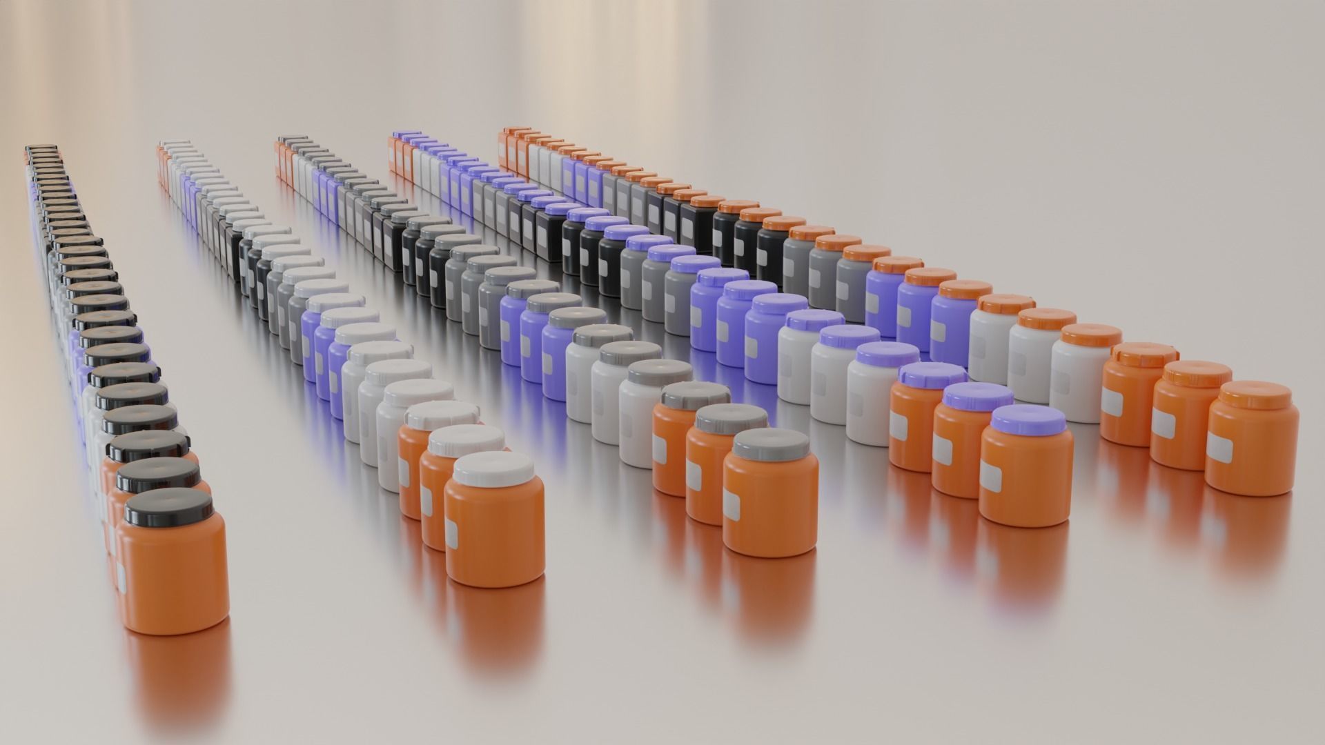 Industrial laboratory chemical containers with blank labels 3D model_6