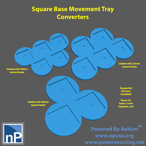 Square Base Movement Tray Converters Free 3D print model