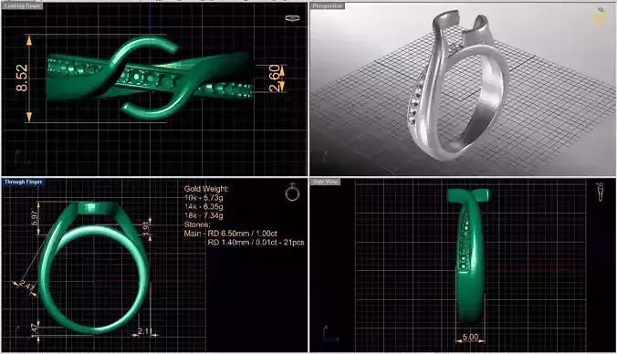 Solitaire diamond ring  STL-3DM-12 renders-on hand-3x360 video