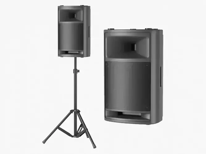 Powered Speaker with Tripod 3D model