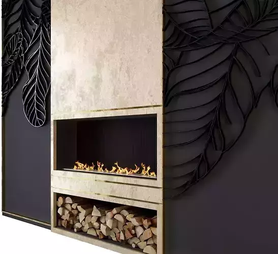 FIREPLACE with leaves