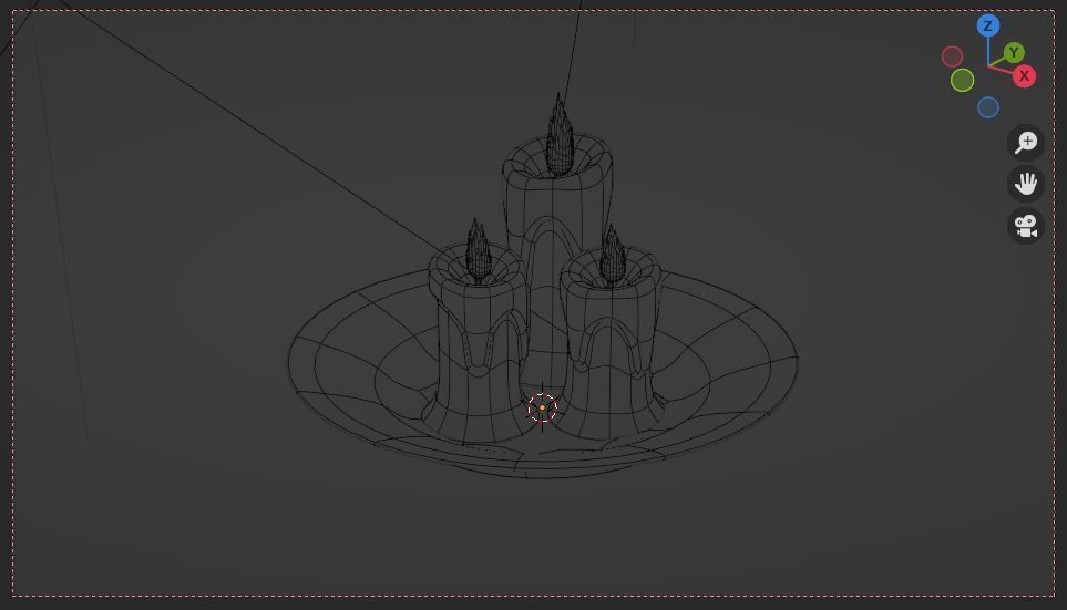 Candle three lit candles on silver plate 3D model_3