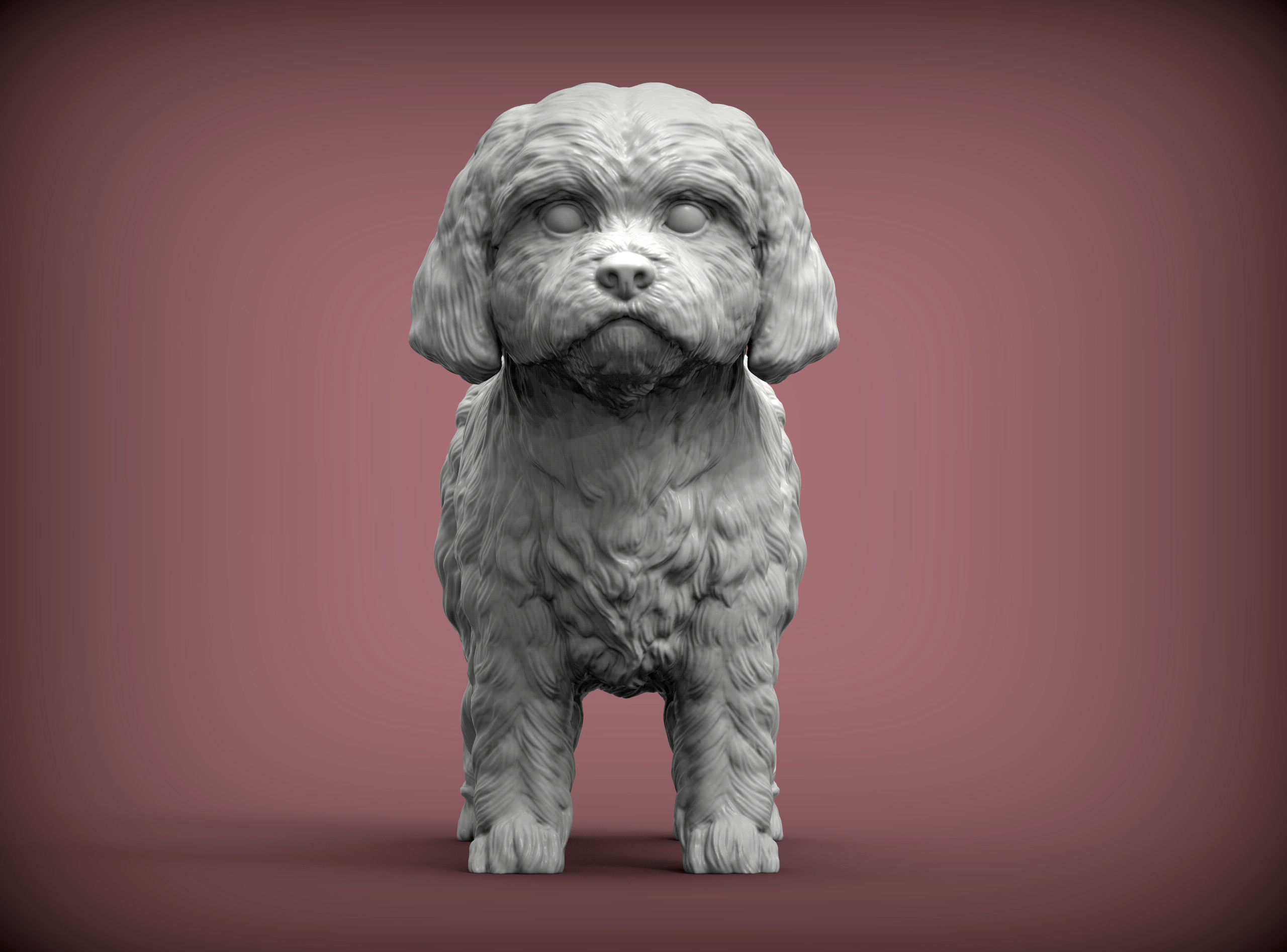 Maltese dog statue 3D print model_4