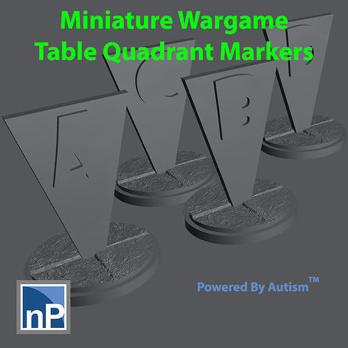 Miniature Wargame Table Quadrant Markers Free 3D print model