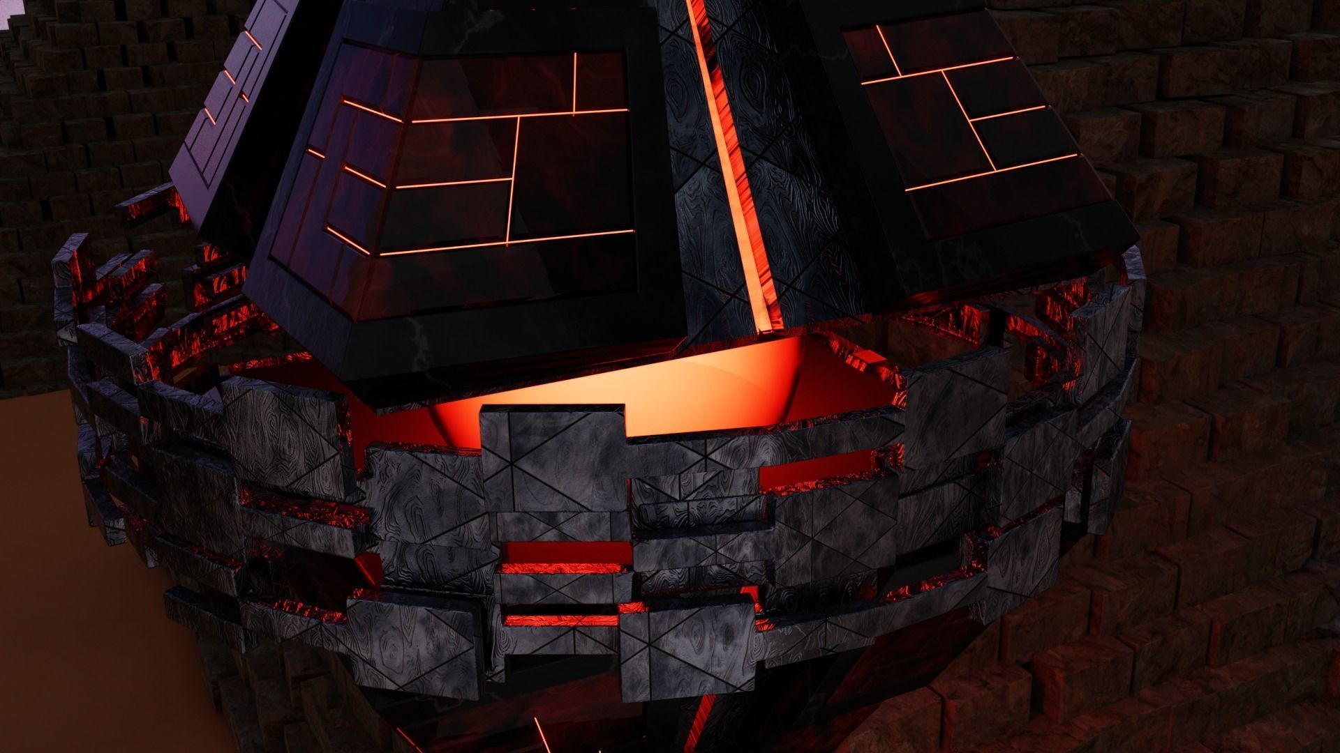 UFO 4 Pyramid Spaceship - Ovni - Flying Saucer Free 3D model_3