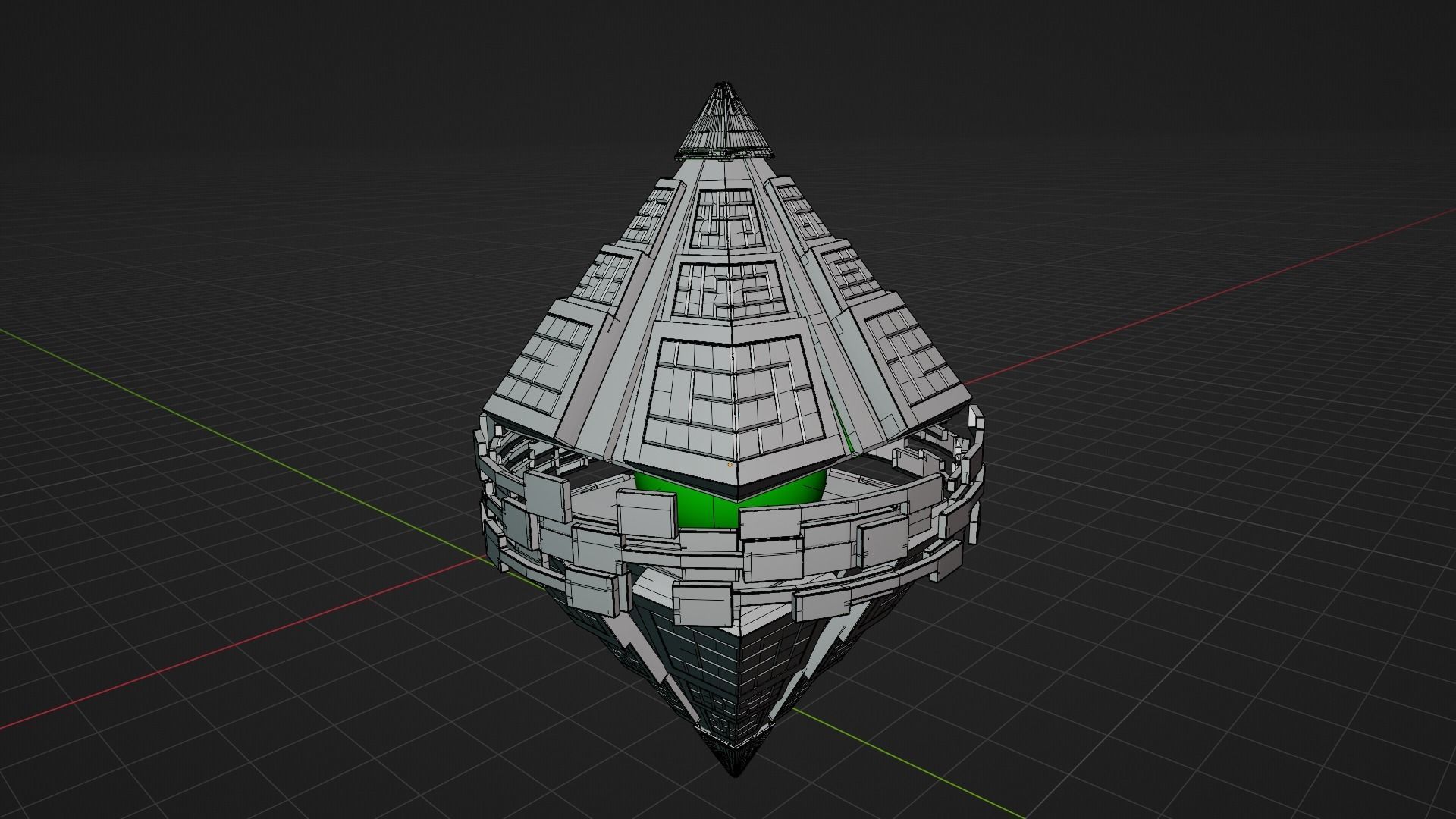 UFO 4 Pyramid Spaceship - Ovni - Flying Saucer Free 3D model_5