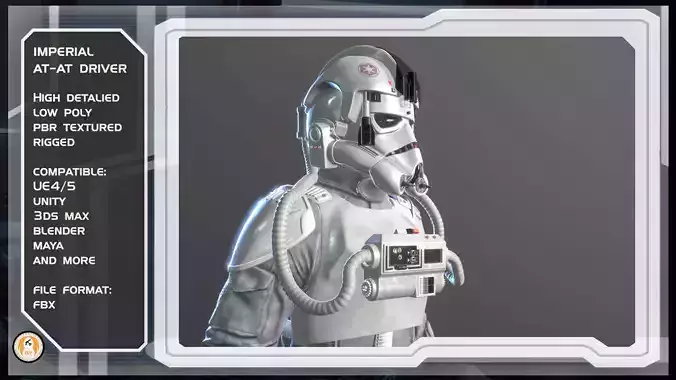 Imperial AT-AT pilot Low-poly 3D model