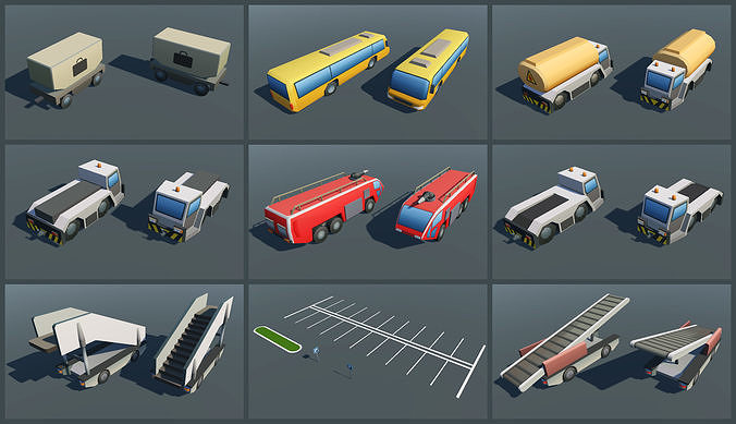 Mobile Airport Low-poly 3D model 4
