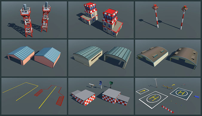 Mobile Airport Low-poly 3D model 7