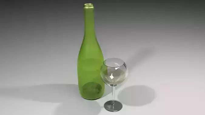 Bottle with Glass - Burgundy