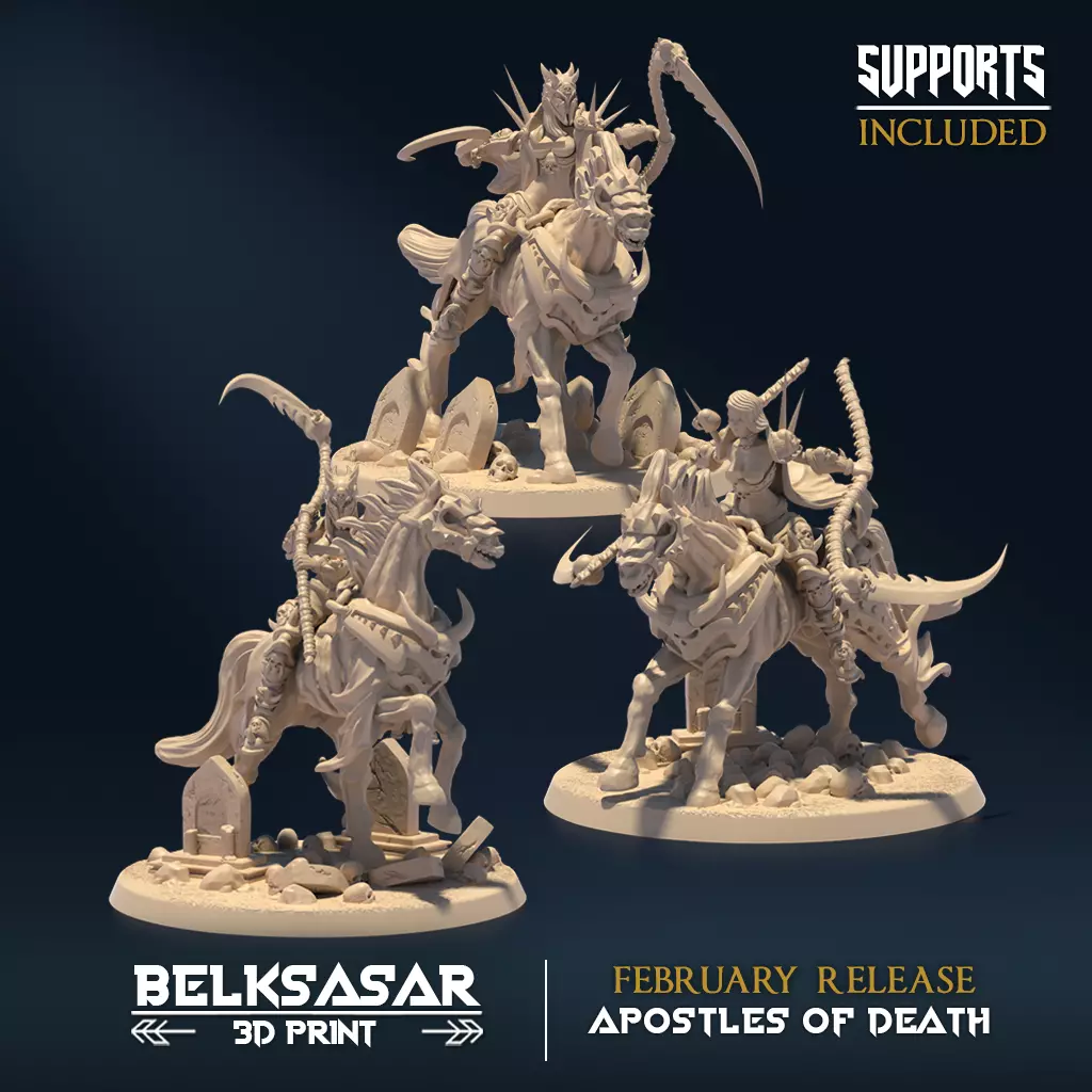 Reaper Rider Set x3 Nude 3D print model_0
