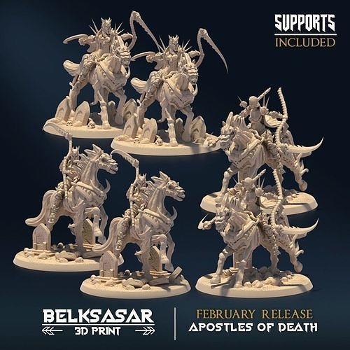 Reaper Rider Set x3 Nude and Normal 3D print model