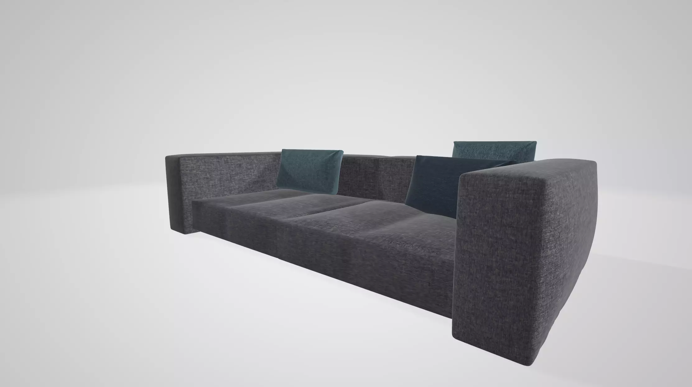 gray sofa with pillows Free 3D model_0