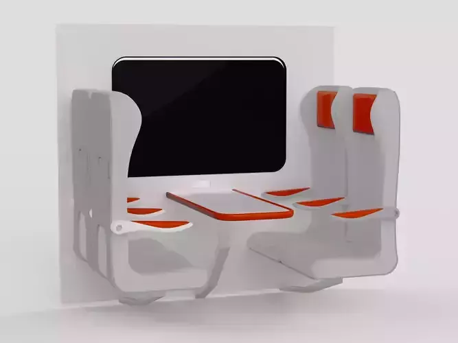 TRAIN SEAT AND TABLE 3D model