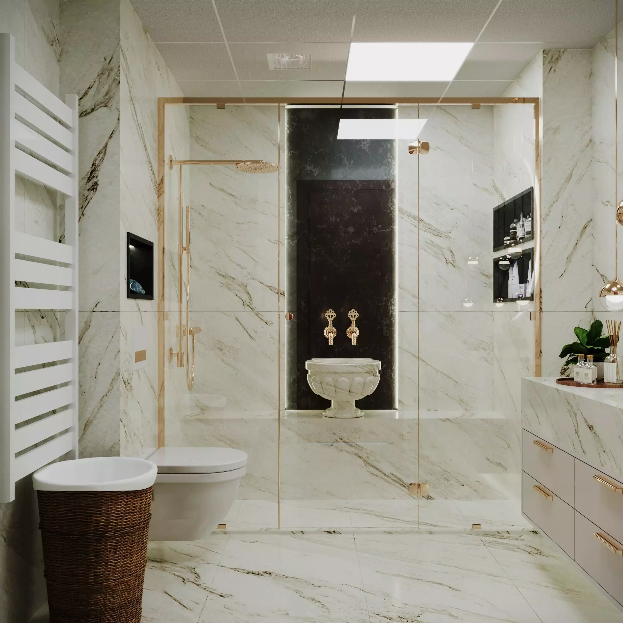 Modern bathroom Low-poly 3D model