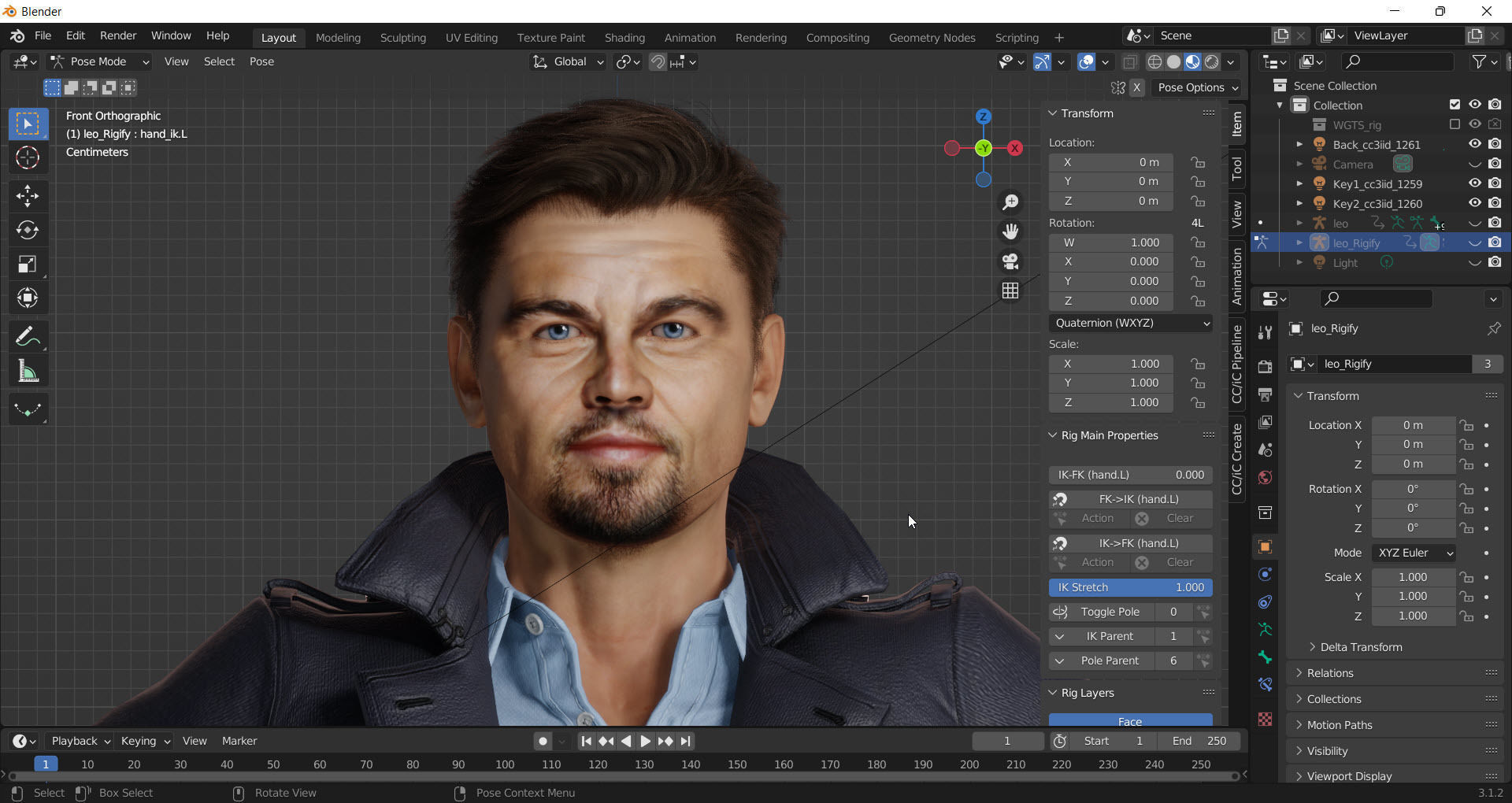 Leonardo DiCaprio Rigged - 2500 Free animations tutorial Low-poly 3D model_13