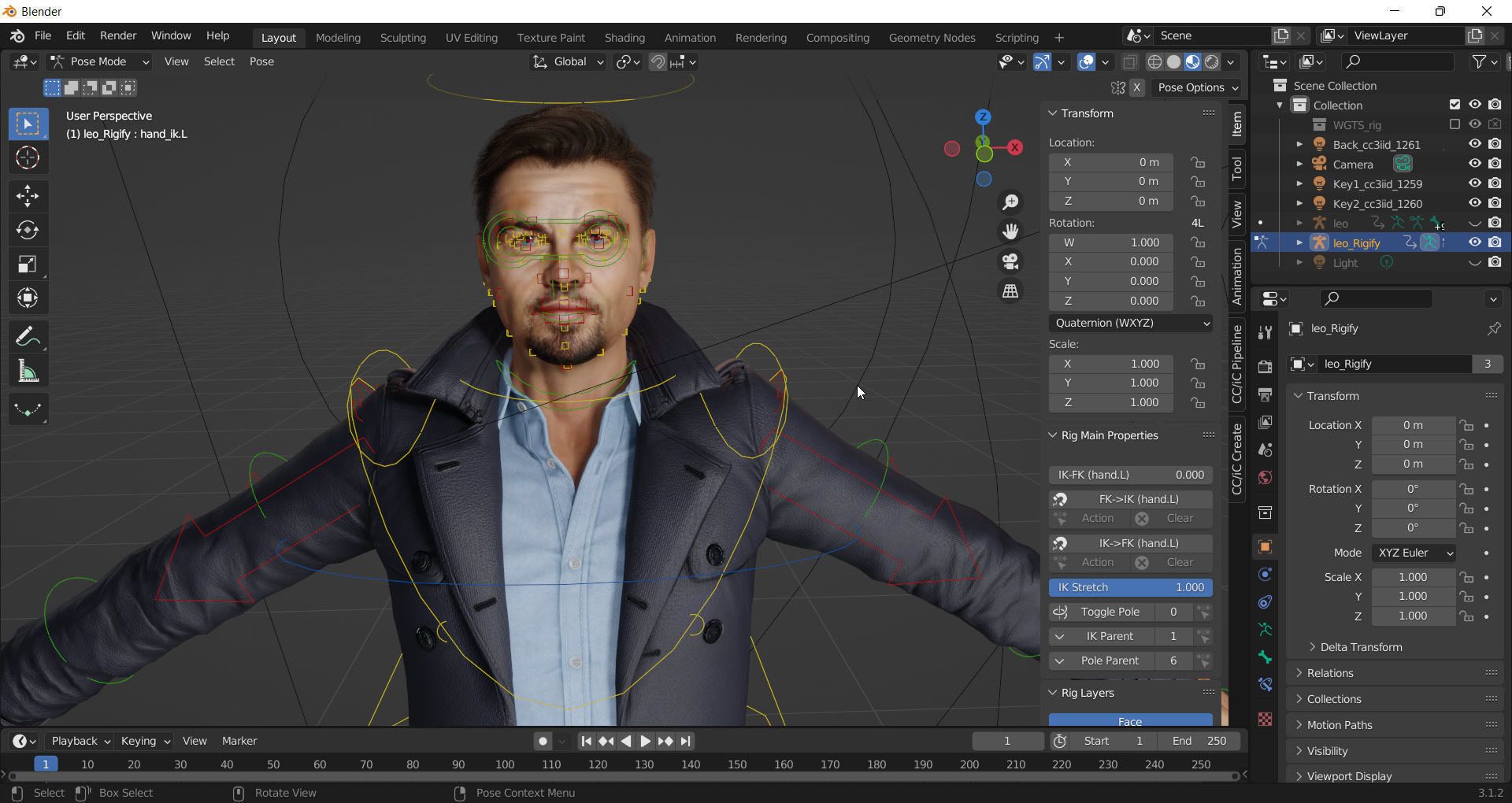 Leonardo DiCaprio Rigged - 2500 Free animations tutorial Low-poly 3D model_14
