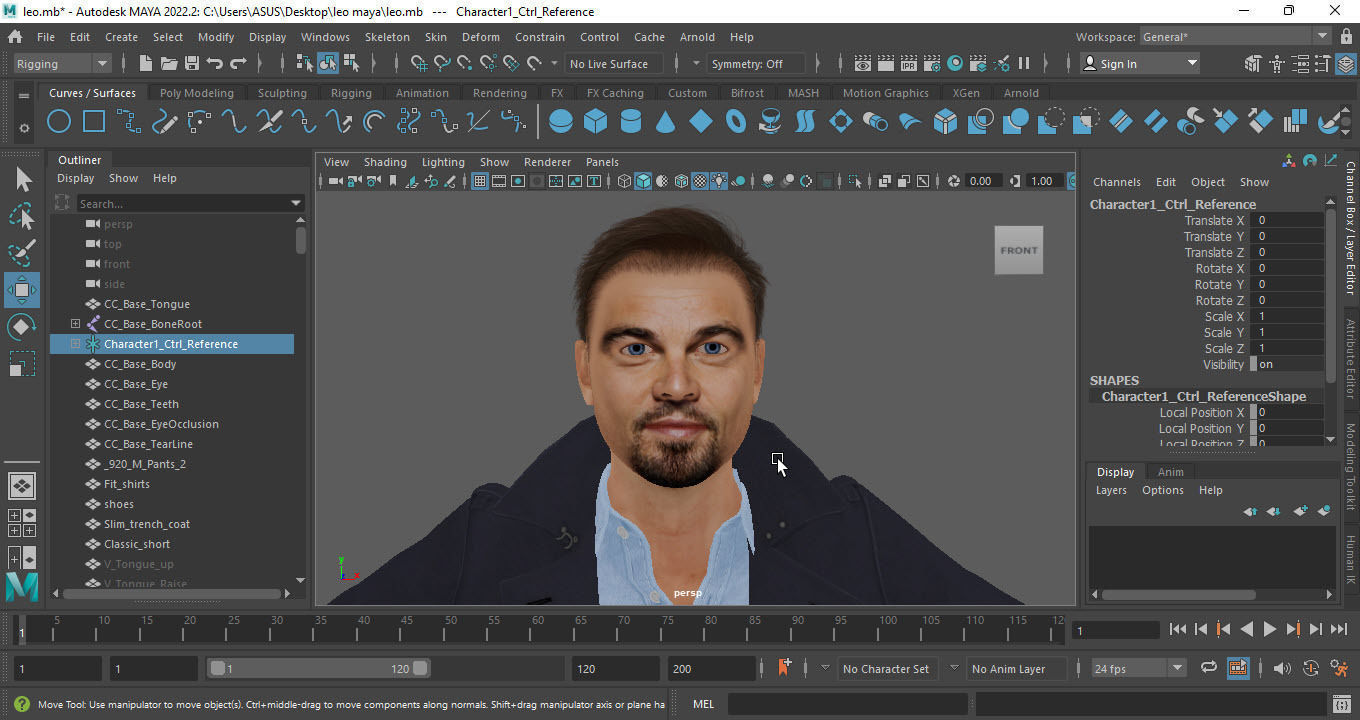 Leonardo DiCaprio Rigged - 2500 Free animations tutorial Low-poly 3D model_15