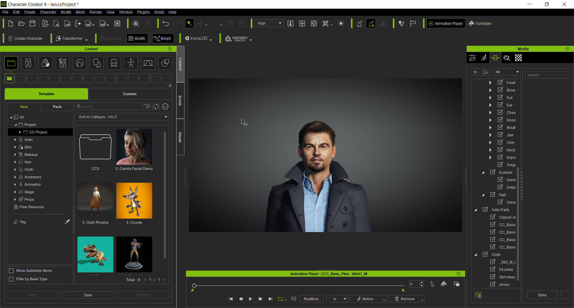 Leonardo DiCaprio Rigged - 2500 Free animations tutorial Low-poly 3D model_17
