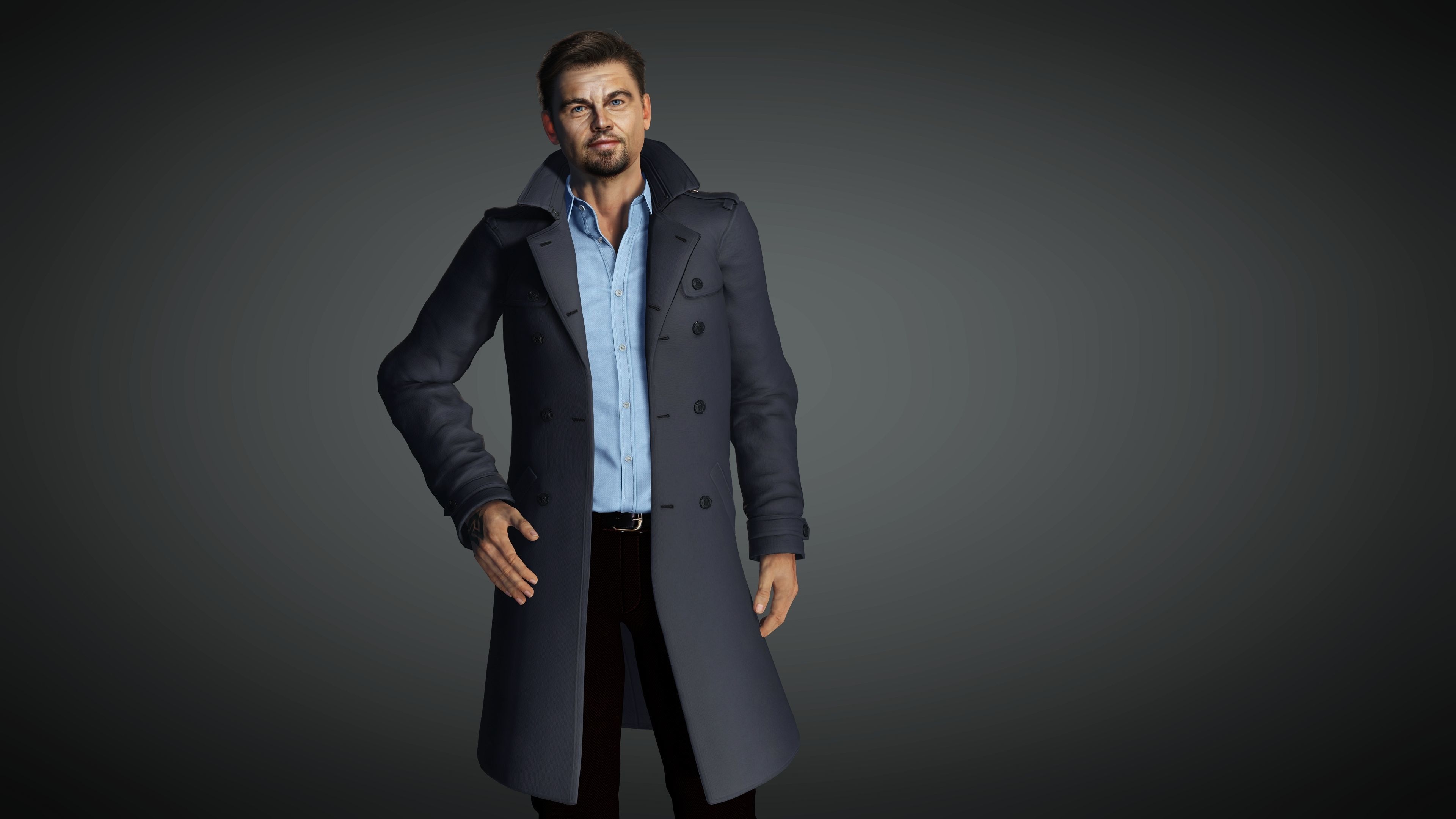 Leonardo DiCaprio Rigged - 2500 Free animations tutorial Low-poly 3D model_11