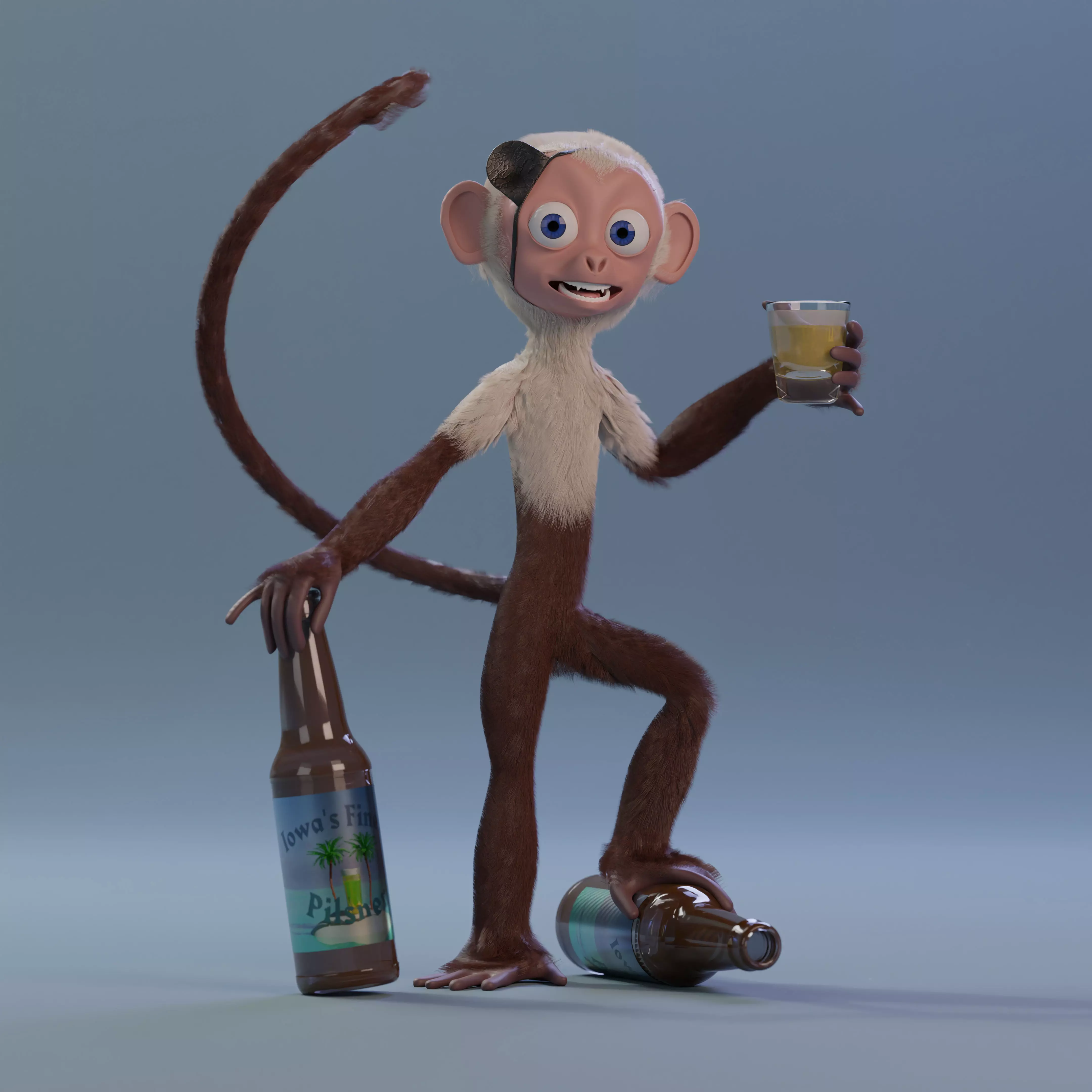 Doug the Fully Rigged Fully Customizable Capuchin Monkey 3D model_0