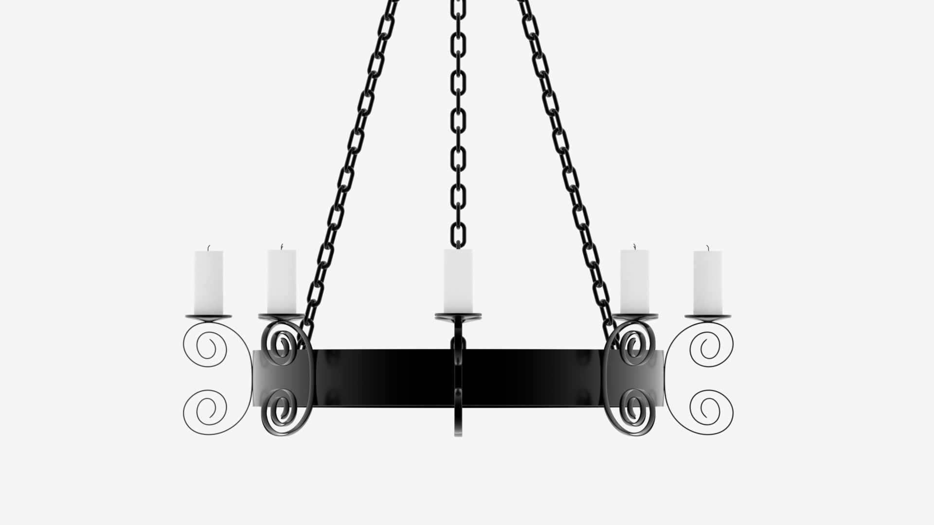 Medieval Chandelier with Candles 1 3D model_3