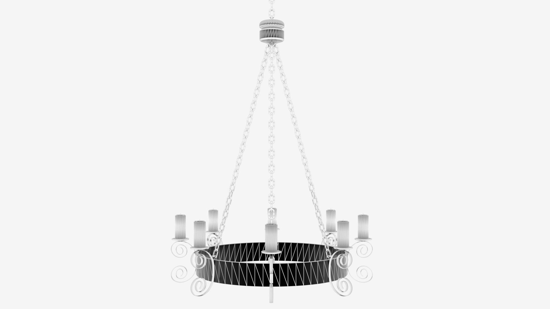Medieval Chandelier with Candles 1 3D model_8