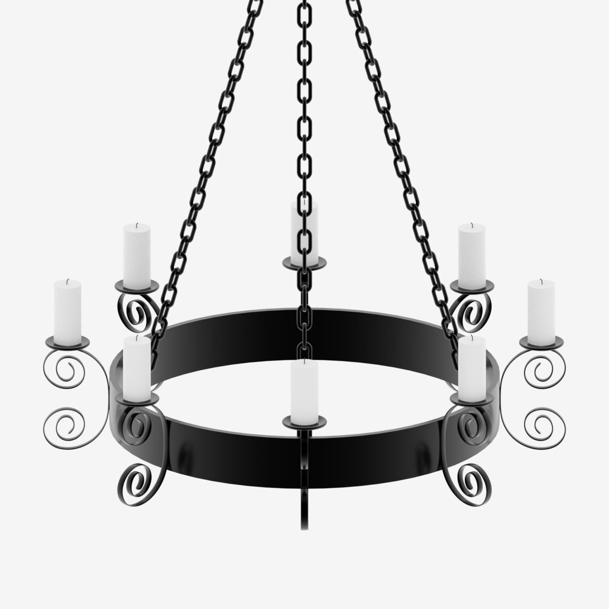 Medieval Chandelier with Candles 1 3D model_6