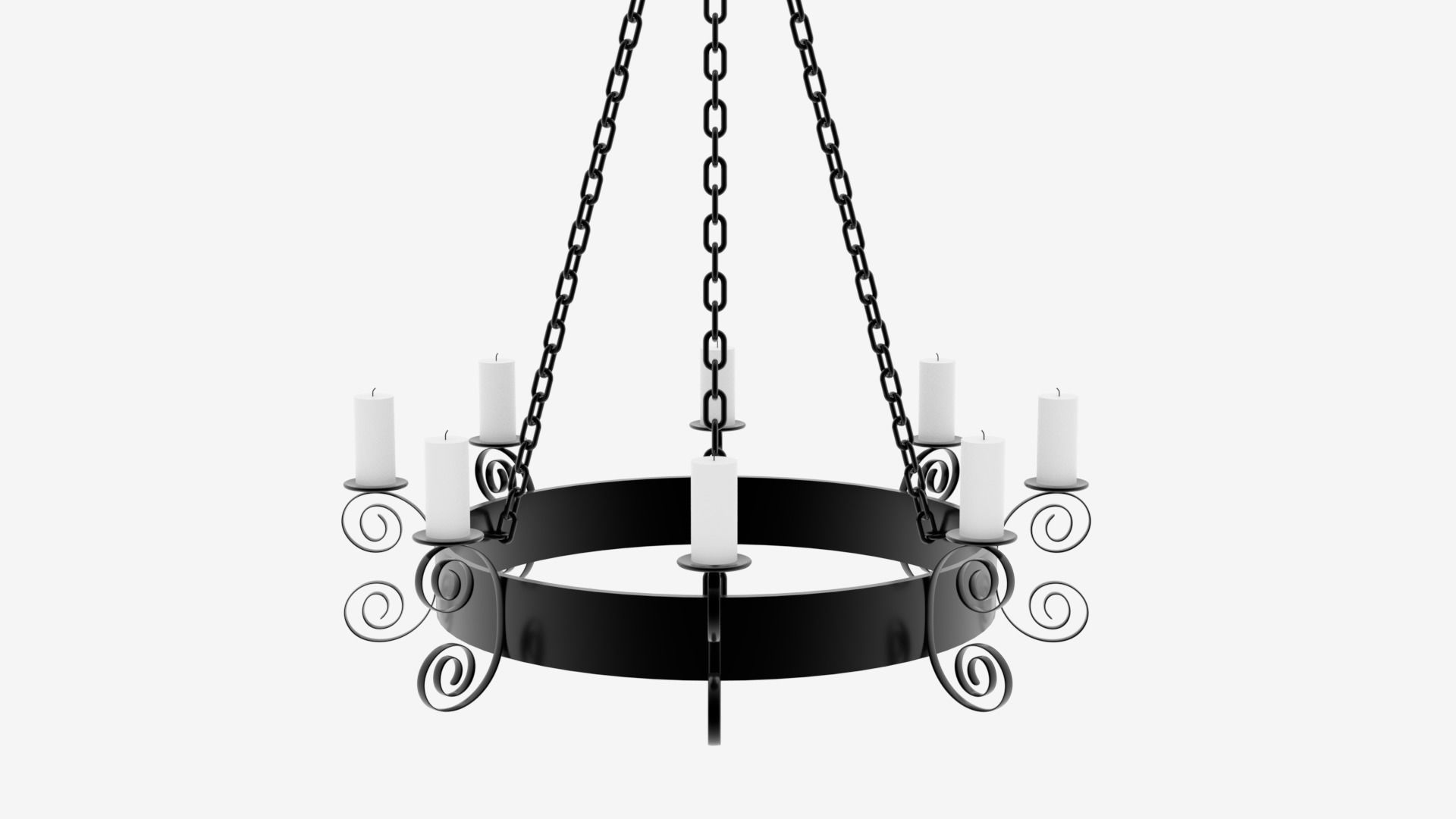 Medieval Chandelier with Candles 1 3D model_1