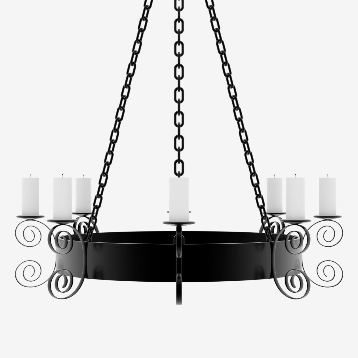 Medieval Chandelier with Candles 1 3D model_7