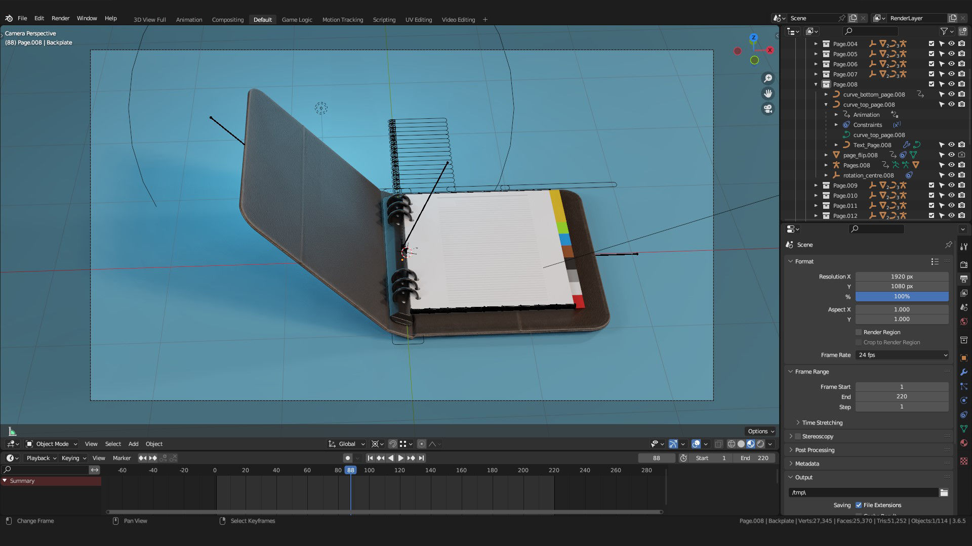 Rigged notebook-orginizer in a leather cover 3D model_5